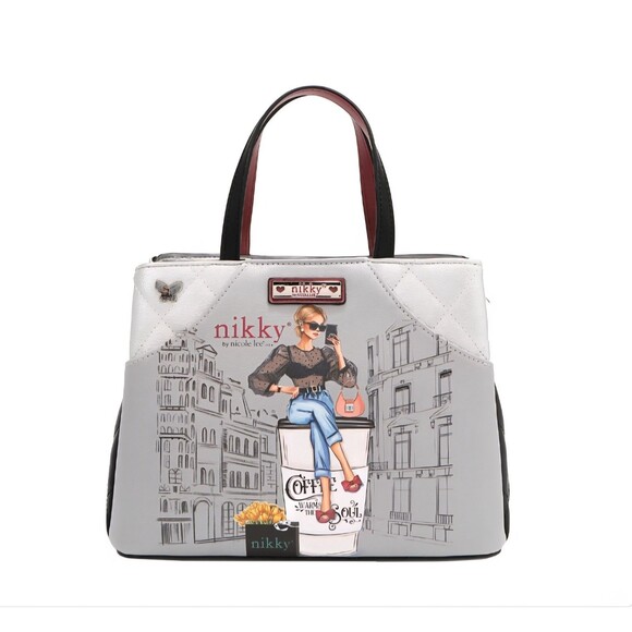 NIKKY by Nicole Lee Urban Coffee Dream Satchel Unique Black Grey - Picture 3 of 8